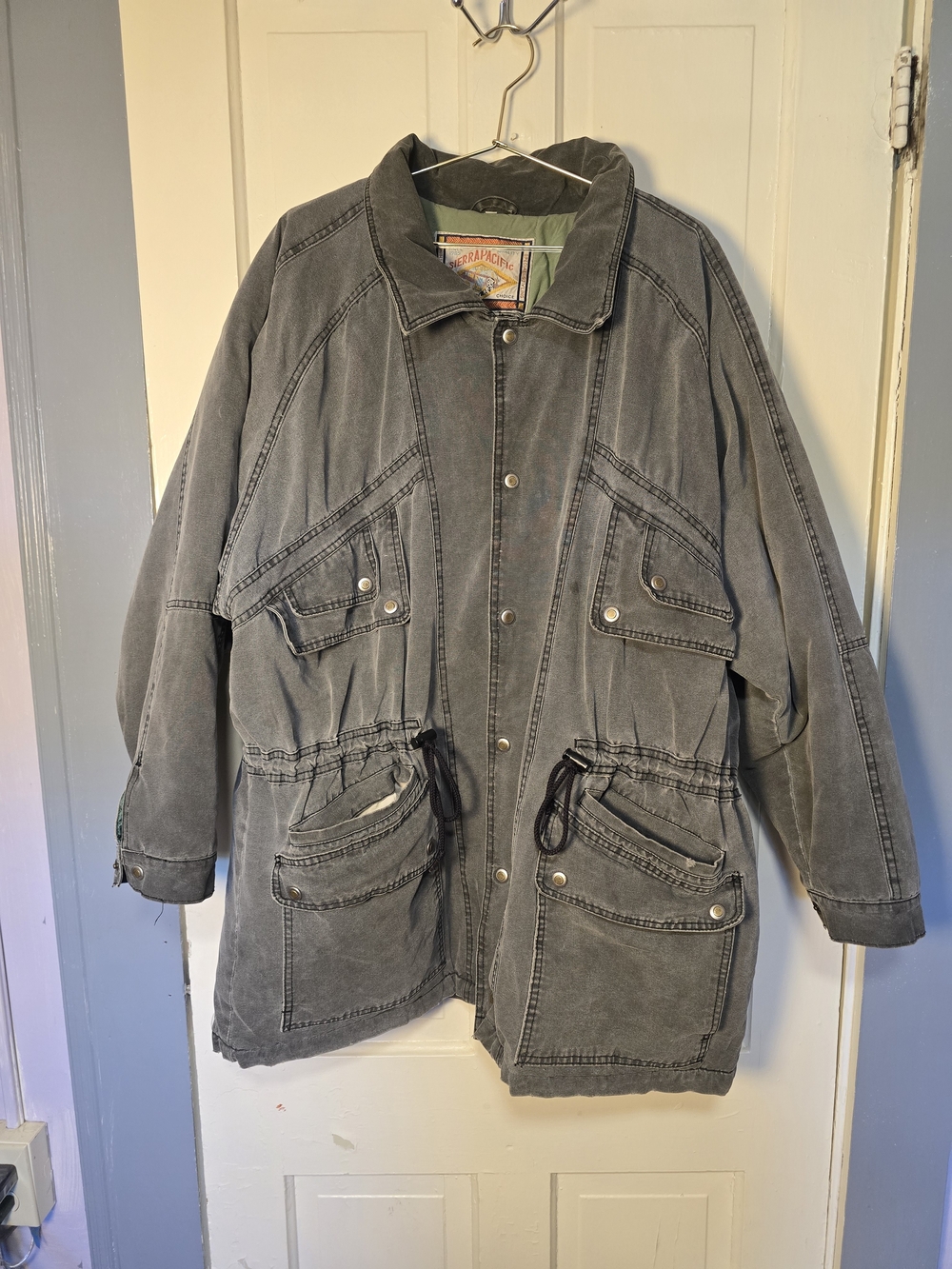 Vintage Sierra Pacific Denim Utility Jacket / Parka - Muted Dark Gray Size Large
